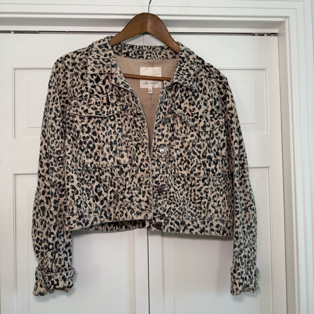 Ella Moss Leopard Print Jean Jacket